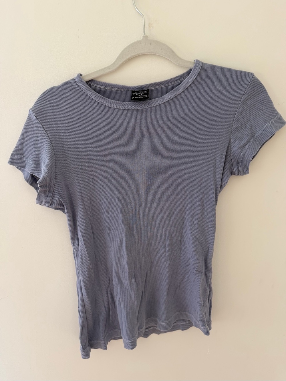 Classic Ribbed Short-Sleeve Tee in Dusty Blue